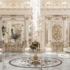 Custom design private royal white waterjet natural marble medallion floor for villa