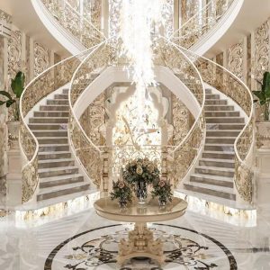 Custom design private royal white waterjet natural marble medallion floor for villa