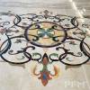 custom irregular square big Beige flower waterjet marble inlay for big luxury villa