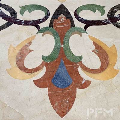 custom irregular square big Beige flower waterjet marble inlay for big luxury villa