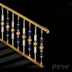 custom gold color brass handrail for luxury villa