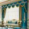 Royal luxury curtains classic royal quality blackout  attached valance curtains for the living room