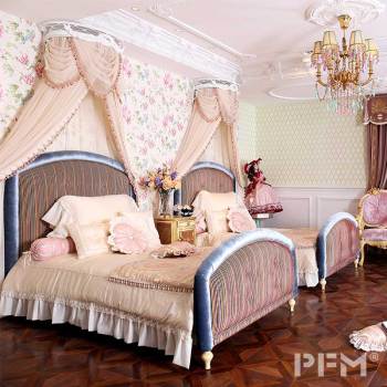 Factory price neo classic king bed royal villa decor bedroom furniture