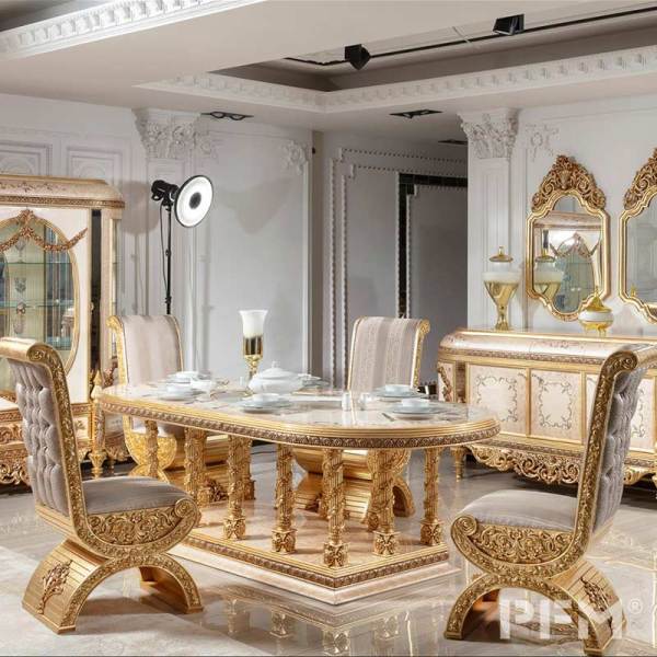 new classic home decor furniture table design dining room royal gold table sets