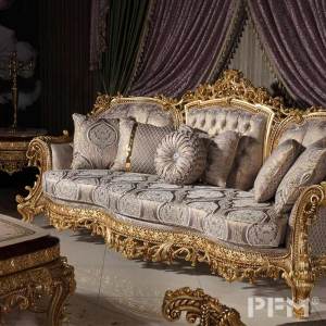 luxury living room sofa furniture gold solid wood sofa set for villa project