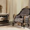 italian luxury living room sofa furniture black solid wood sofa set for villa project