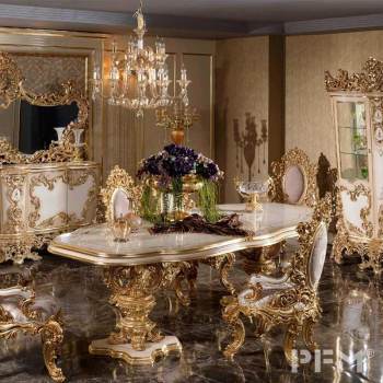 custom classic wooden carved dining table furniture set luxury solid wood table for villa decor
