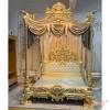 Royal queen canopy bed bedroom wooden classic villa decor furniture design