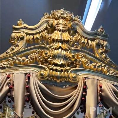 Royal queen canopy bed bedroom wooden classic villa decor furniture design