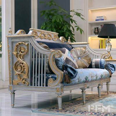 royal blue sofa set classic villa living room decor luxury wooden furniture