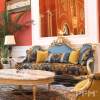 luxury living room royal blue sofa set royal classic villa decor wooden furniture
