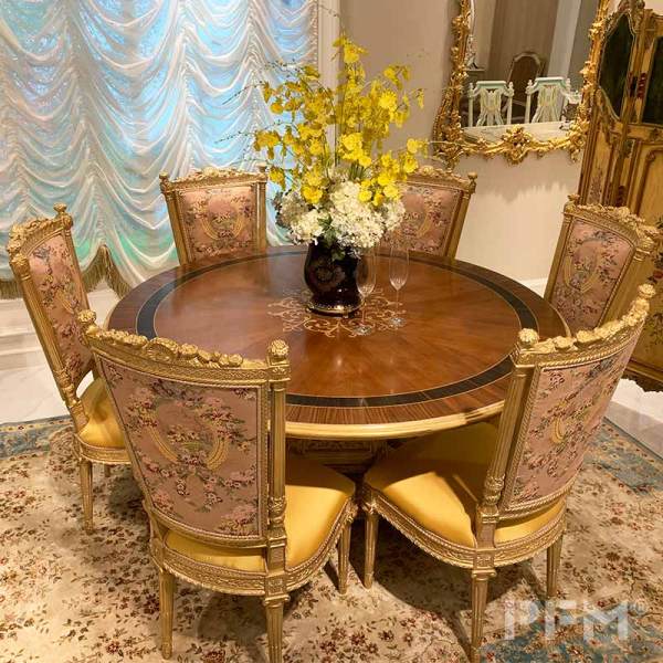 home furniture dining room round table sets 6 dinner chairs for villa decor