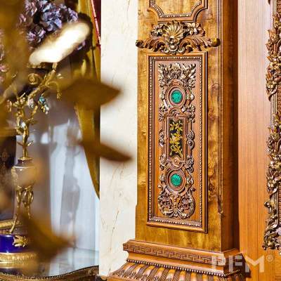 Villa decor royal wood carved wall panel decorating living room paneling