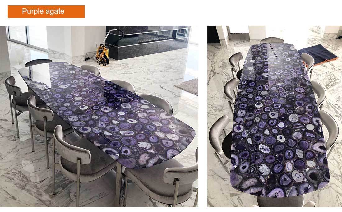 purple agate backlit tabletop