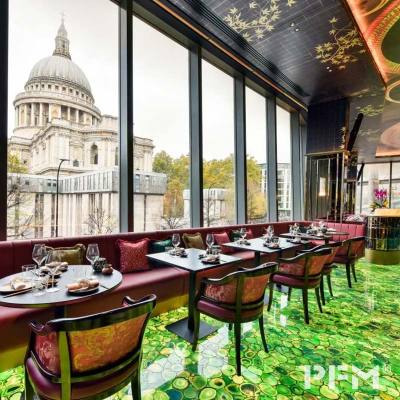 custom luxury green agate slab flooring | wall | backlit agate gemstone for villa decor