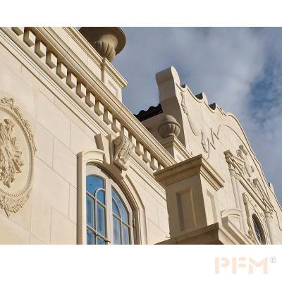 PFM custom exterior Mocha Cream limestone slab cladding wall for luxury villa