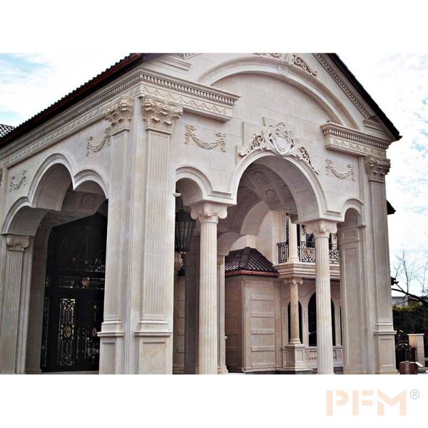 PFM custom exterior Mocha Cream limestone slab cladding wall for luxury villa
