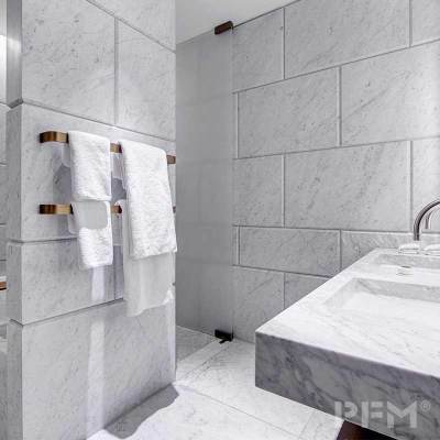 custom bianco carrara venato marble slab bathroom flooring design