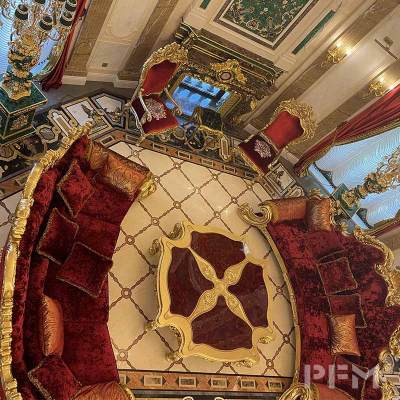 factory price royal design red sofa set oak wood classic furniture for luxury living room