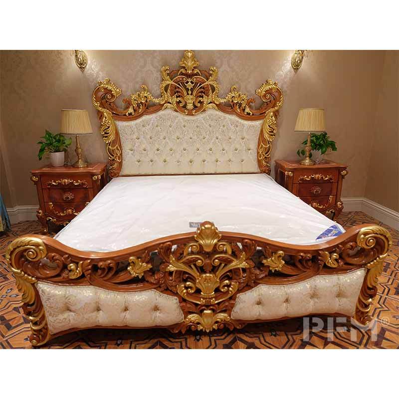 wholesale royal palace furniture king size bed classic bedroom carving