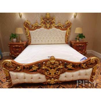 wholesale royal palace furniture king size bed classic bedroom carving solid wood bed sets