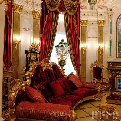 Royal hom furniture living room classic palace solid wood red sofa set interior decor