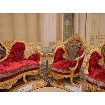 Royal hom furniture living room classic palace solid wood red sofa set interior decor