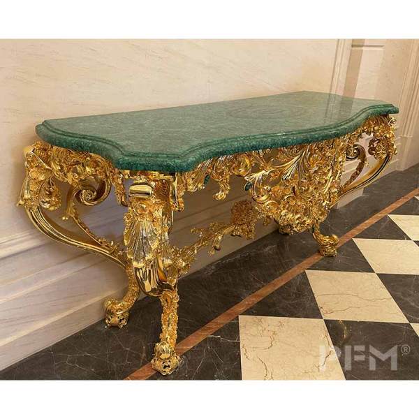 China wholesale luxury malachite green stone side table top royal home furniture decor table