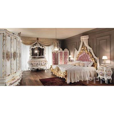 Custom royal queen size princess bed classic heritage bedroom bed furniture sets for villa