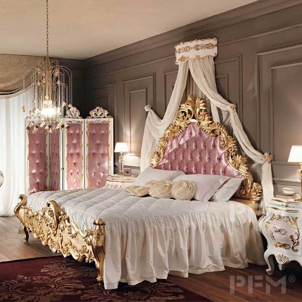 Custom royal queen size princess bed classic heritage bedroom bed furniture sets for villa