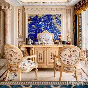 luxury royal livingroom furniture marble top coffee table set 3 seaters chairs for villa decor