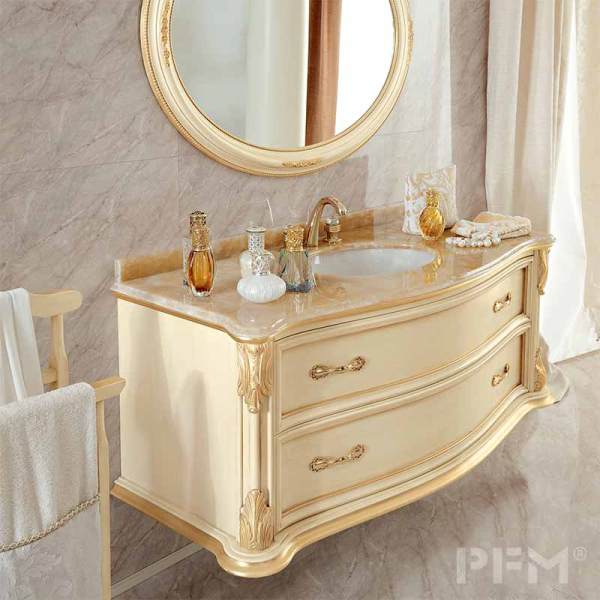 royal luxury marble top wash basin bathroom vanity for villa decor