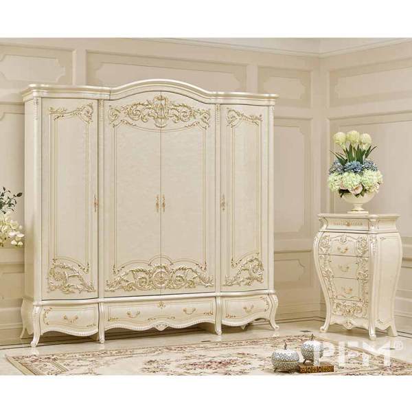 luxury bedroom decor solid wooden white wardrobe classic armoire royal closet