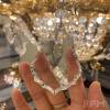 Aged large luxury white translucent crystal chandelier antique vintage brass chandelier forinterior decor