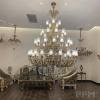 Traditional villa decor brass foyer chandelier antique polished brass chandelier with crystals