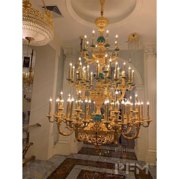 custom royal antique brass entryway brushed chandelier luxury malachite green stone brass chandelier with crystals