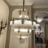 royal antique round crystal brass glass chandelier entryway flush mount gold brass chandelier