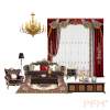 Royal luxury red velvet valance curtains classic blackout livingroom swags embroidery flower pattern curtains