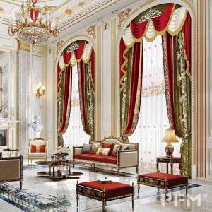 Royal luxury window velvet curtain panels classic living room curtains with swags villa window decoration