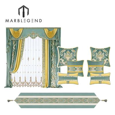 Royal luxury swag valance curtains classic elegant window velvet green curtain panels livingroom cornices for interior decor
