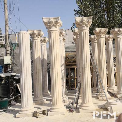 factory price limestone honed porch pillars exterior wall portuguese limestone tiles columns cladding facade