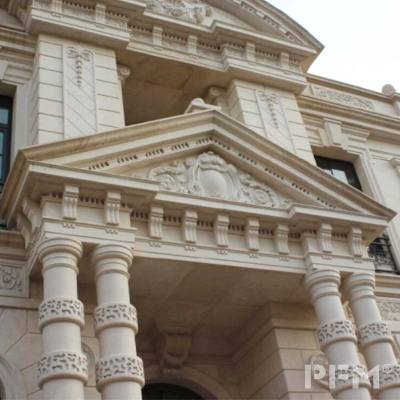 classic carved limestone stone pediment architectural front porch pediment wall cladding