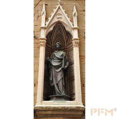 royal antique villa project hallway limestone wall cladding niche decor custom limestone stone arched niche with art niche sculpture