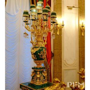 custom Antique Chandelier style brass malachite table lamp house decoration antique vase home decoration