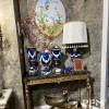 wholesale luxury louis XVI style France classic royal blue brass flower vase antique brass table clock metal black house decorations set