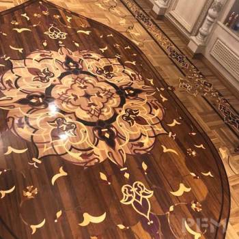 Custom irregularity luxury parquet wooden flooring unique flower patten for livingroom