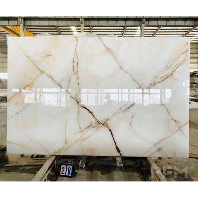 custom luxury white onyx tiles natural stone marble backlit wall decoration