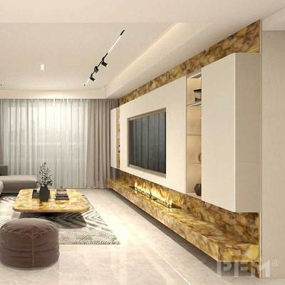Luxury natural yellow crystal quartz stone for house wall cabinet decoration