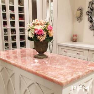 luxury villa indoor pink crystal translucent backlit stone slab for feature wall countertop