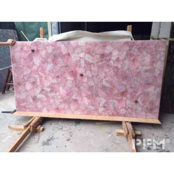 luxury villa indoor pink crystal translucent backlit stone slab for feature wall countertop
